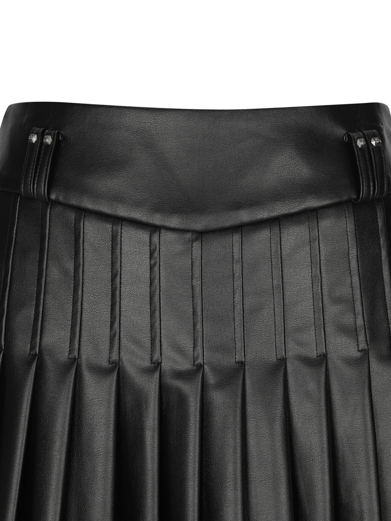 WOMEN FAUX LEATHER DOUBLE PLEATS SQ