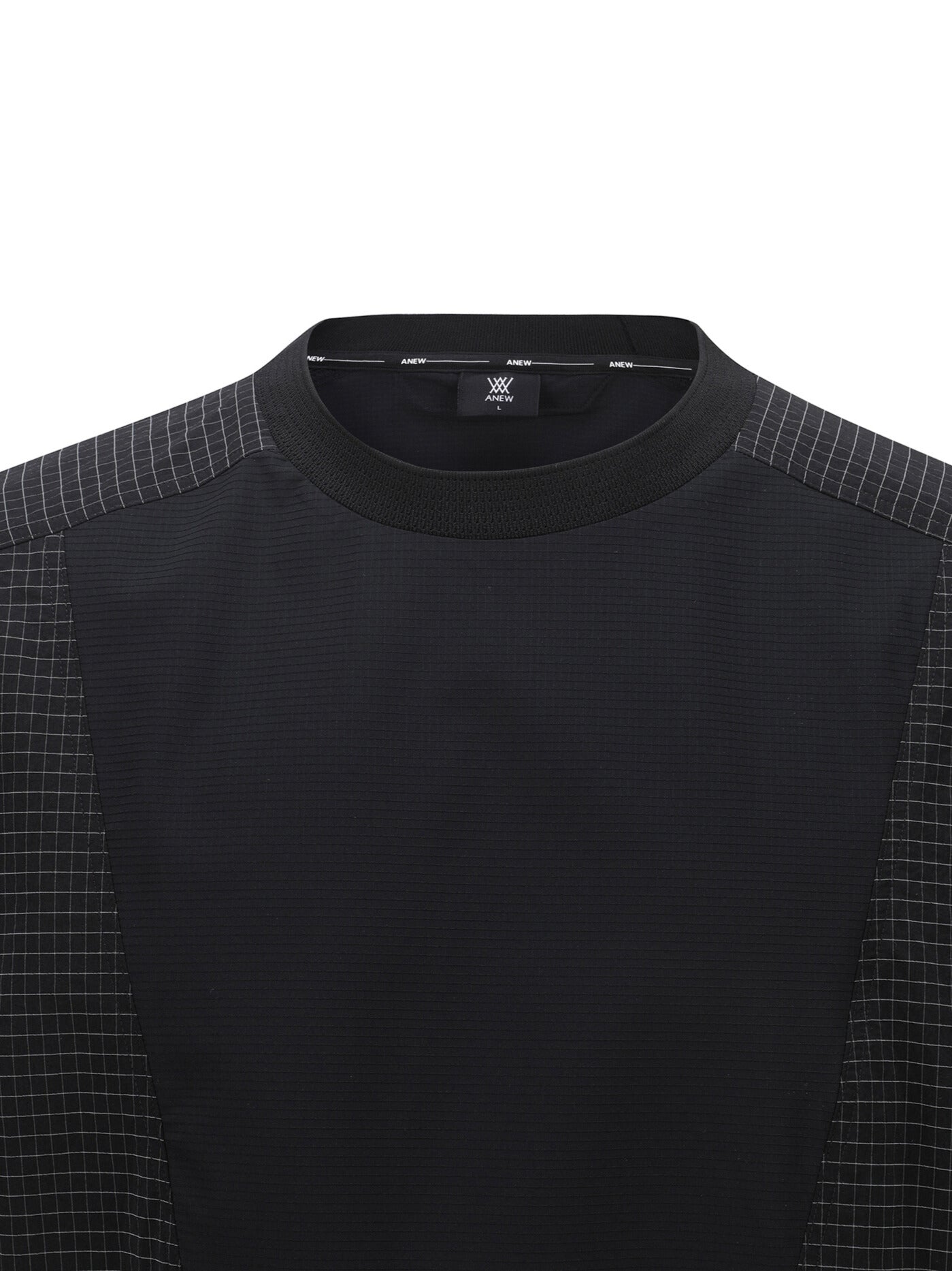 MEN WOOVEN SLEEVE CREW NECK