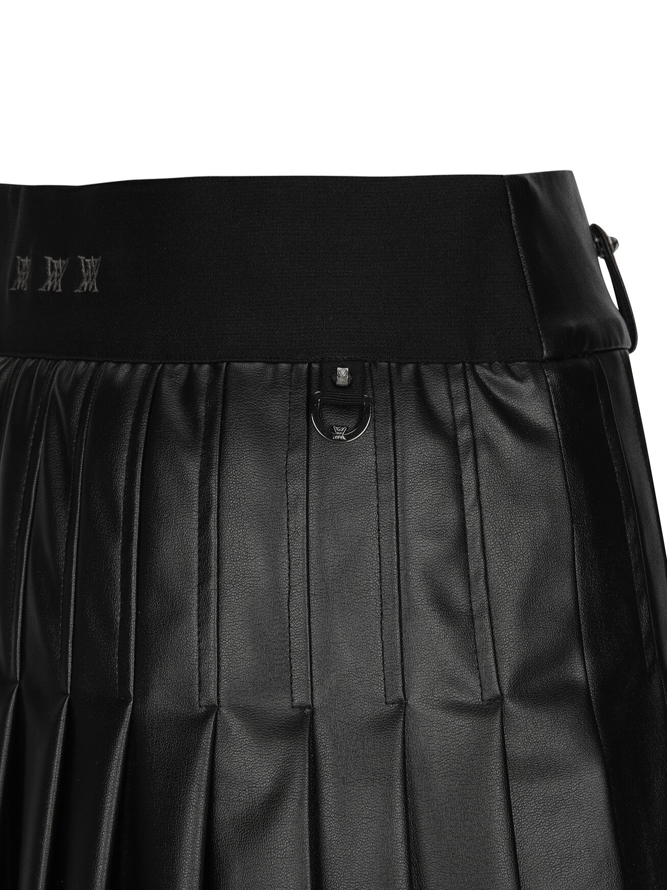 WOMEN FAUX LEATHER DOUBLE PLEATS SQ