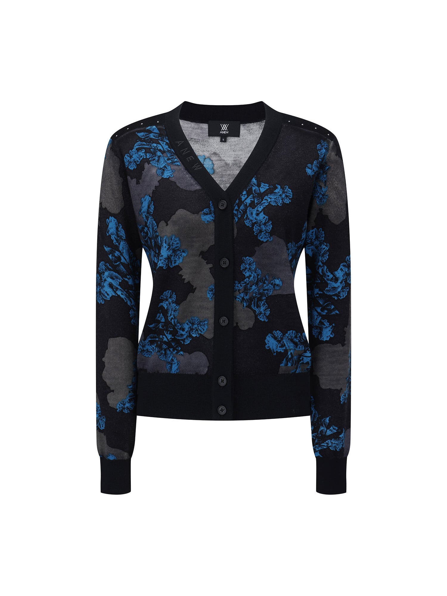 WOMEN FA FLOWER PATTERN KNIT CARDIGAN
