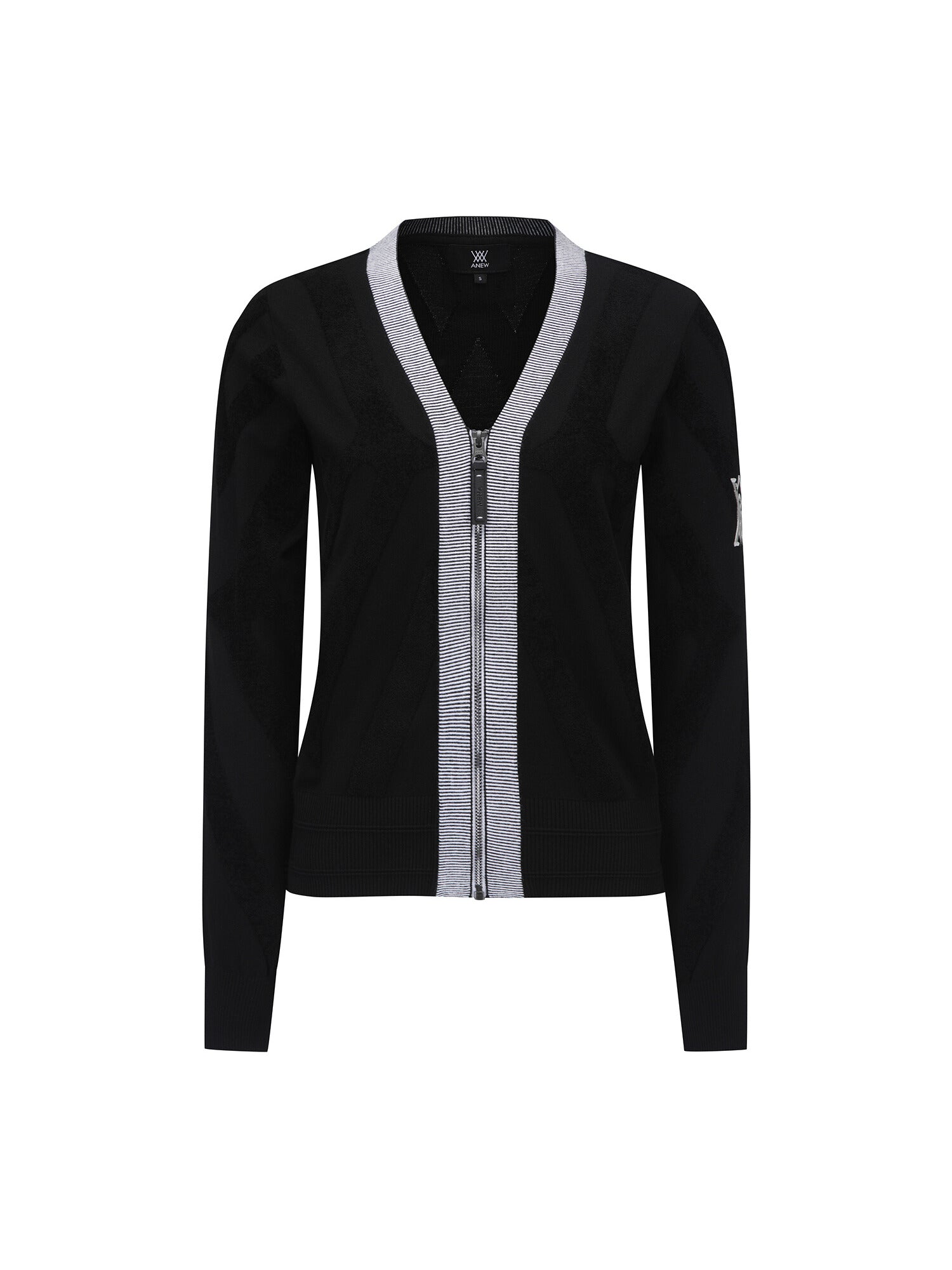 WOMEN BIG LOGO INTARSIA ZIP-UP CARDIGAN