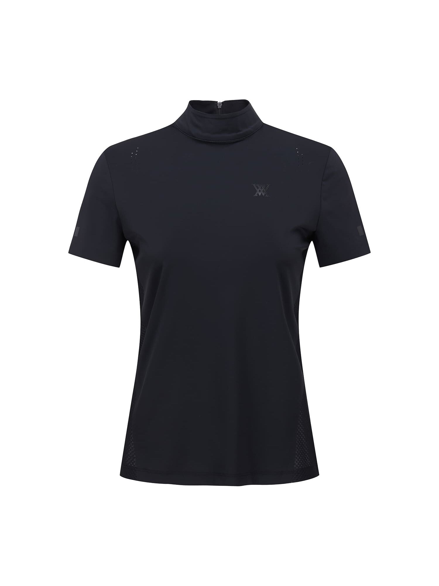 WOMEN SM BLACK FINISH MOCK NECK SHORT T-SHIRT