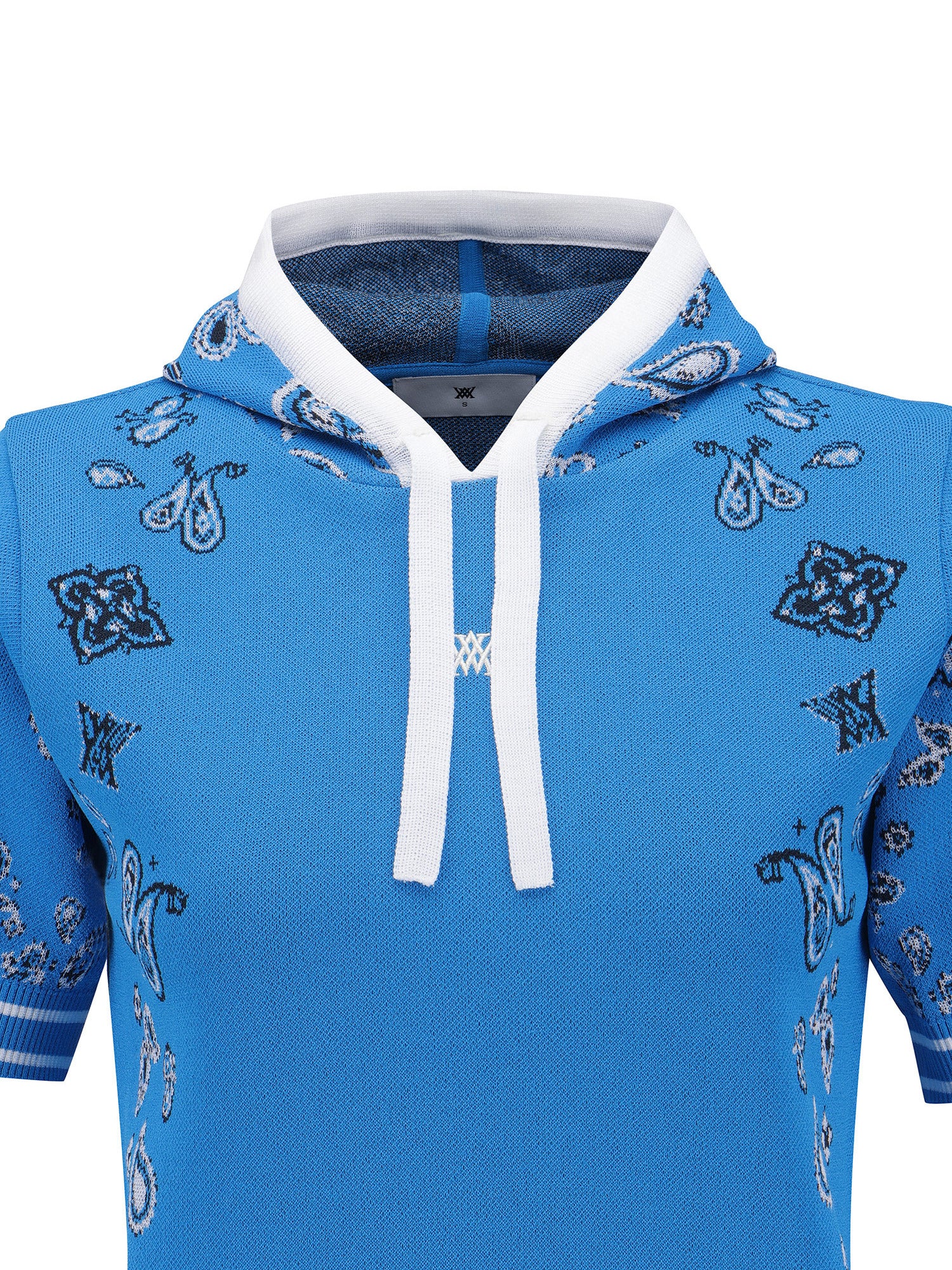 WOMEN PAISLEY HOODED SHORT SLEEVE SWEATER