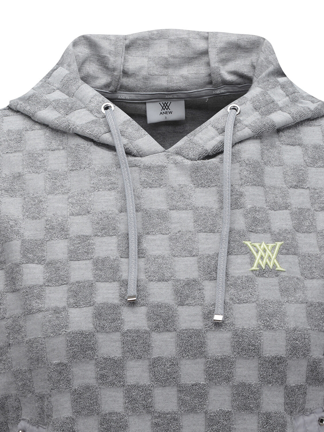 WOMEN TERRY CHECK BOARD HOODIE SHORT T-SHIRT