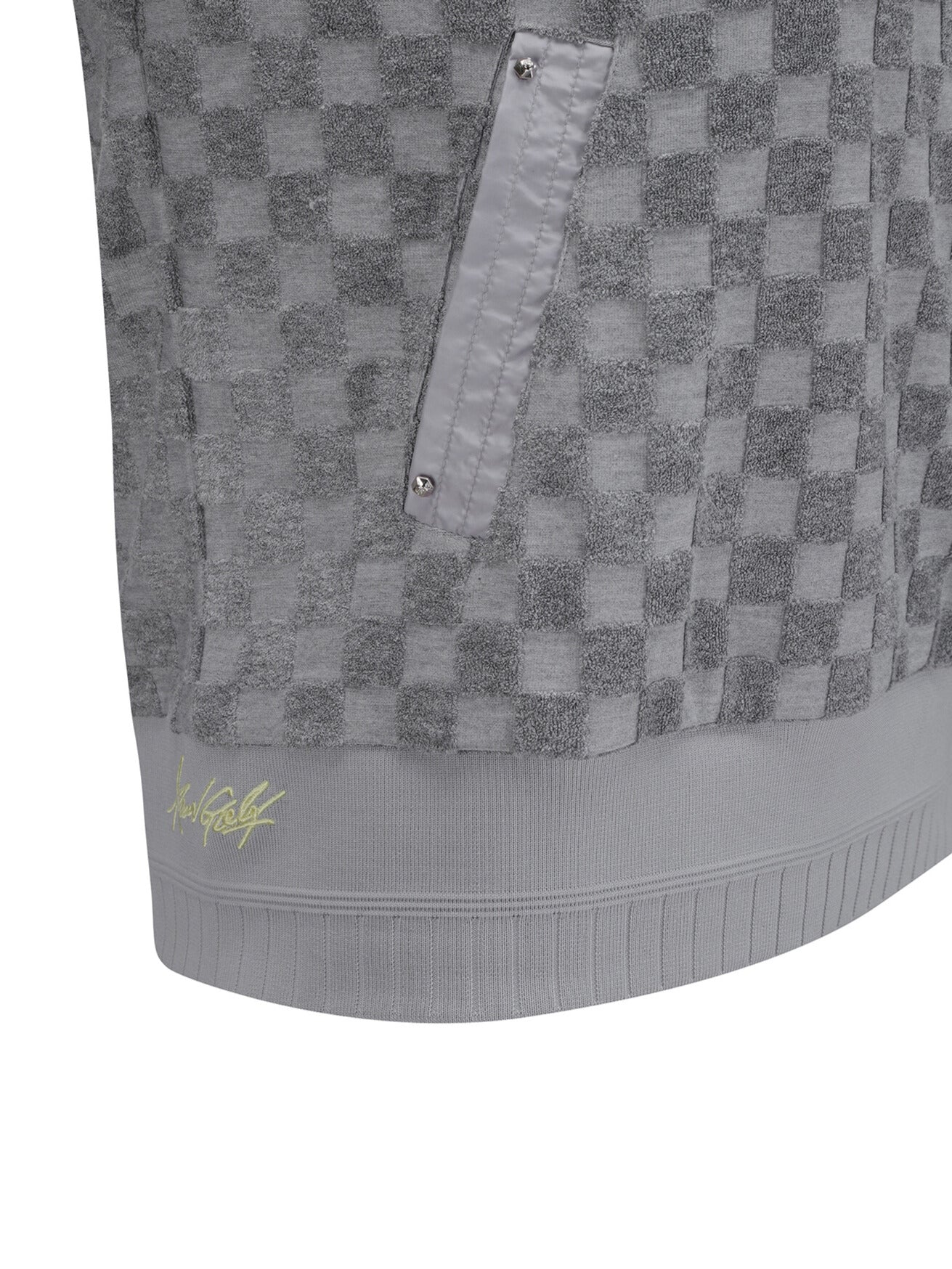 WOMEN TERRY CHECK BOARD HOODIE SHORT T-SHIRT