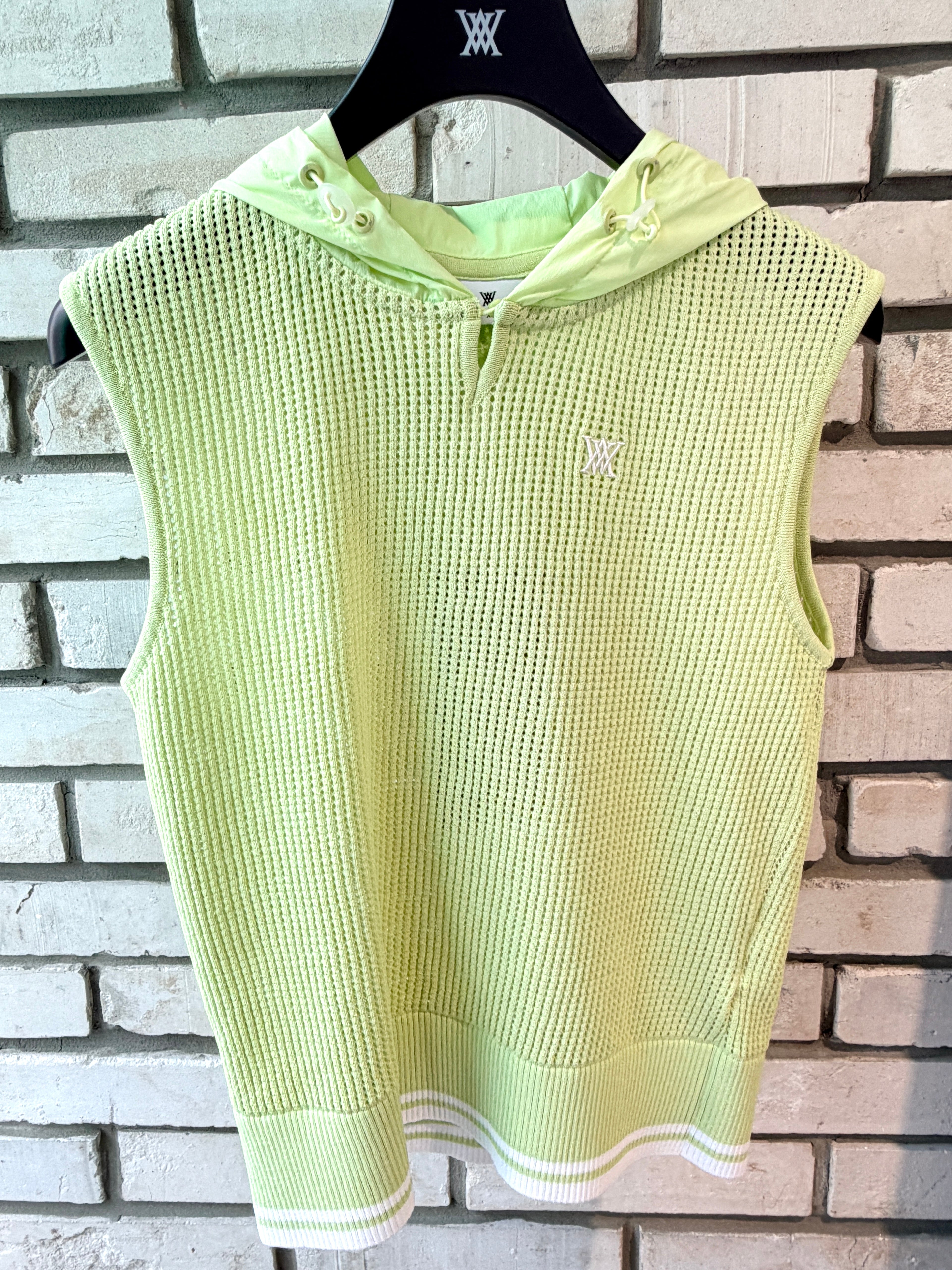 【新品・タグ付き】完売サイズ ANEW レディース フーディー ベスト ライム WOMEN HOODED KNIT VEST