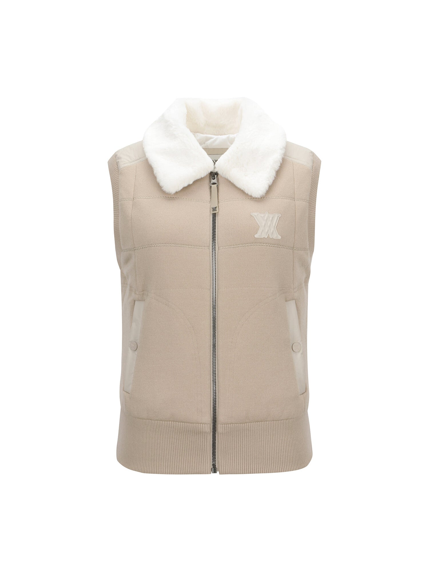 WOMEN FAKE FUR COLLAR HYBRID DOWN VT