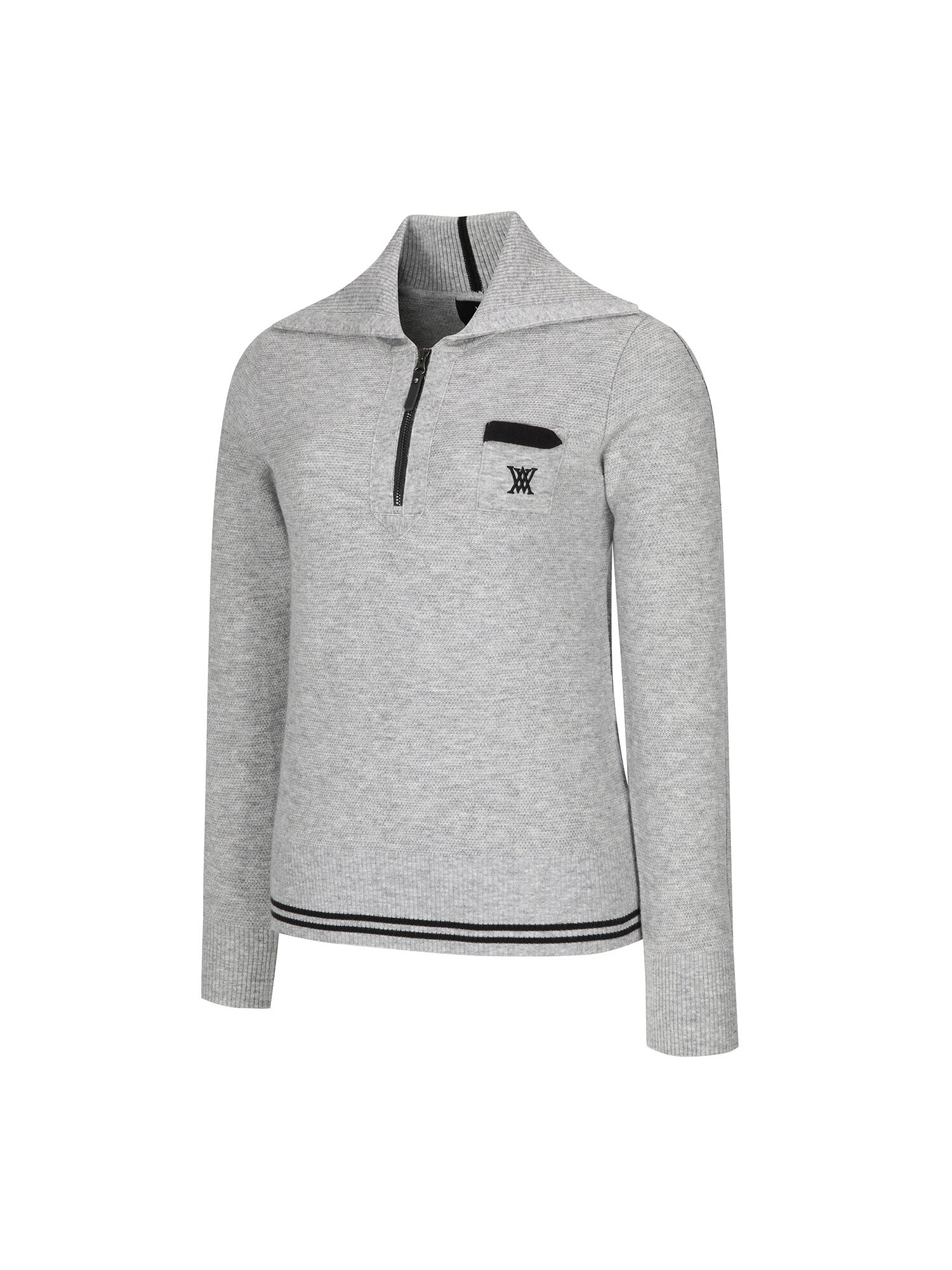 WOMEN WIDE COLLAR HALF ZIP-UP PULLOVER