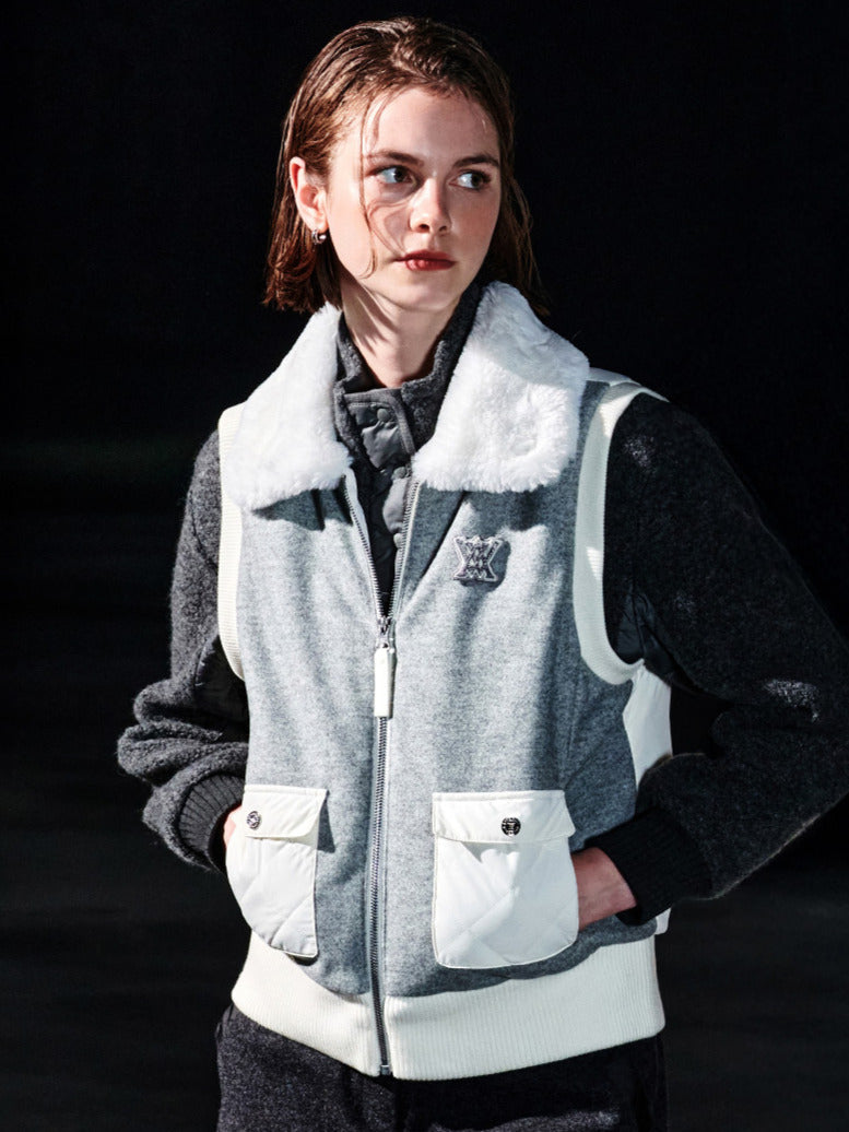 WOMEN WI WIDE COLLAR DOWN VEST