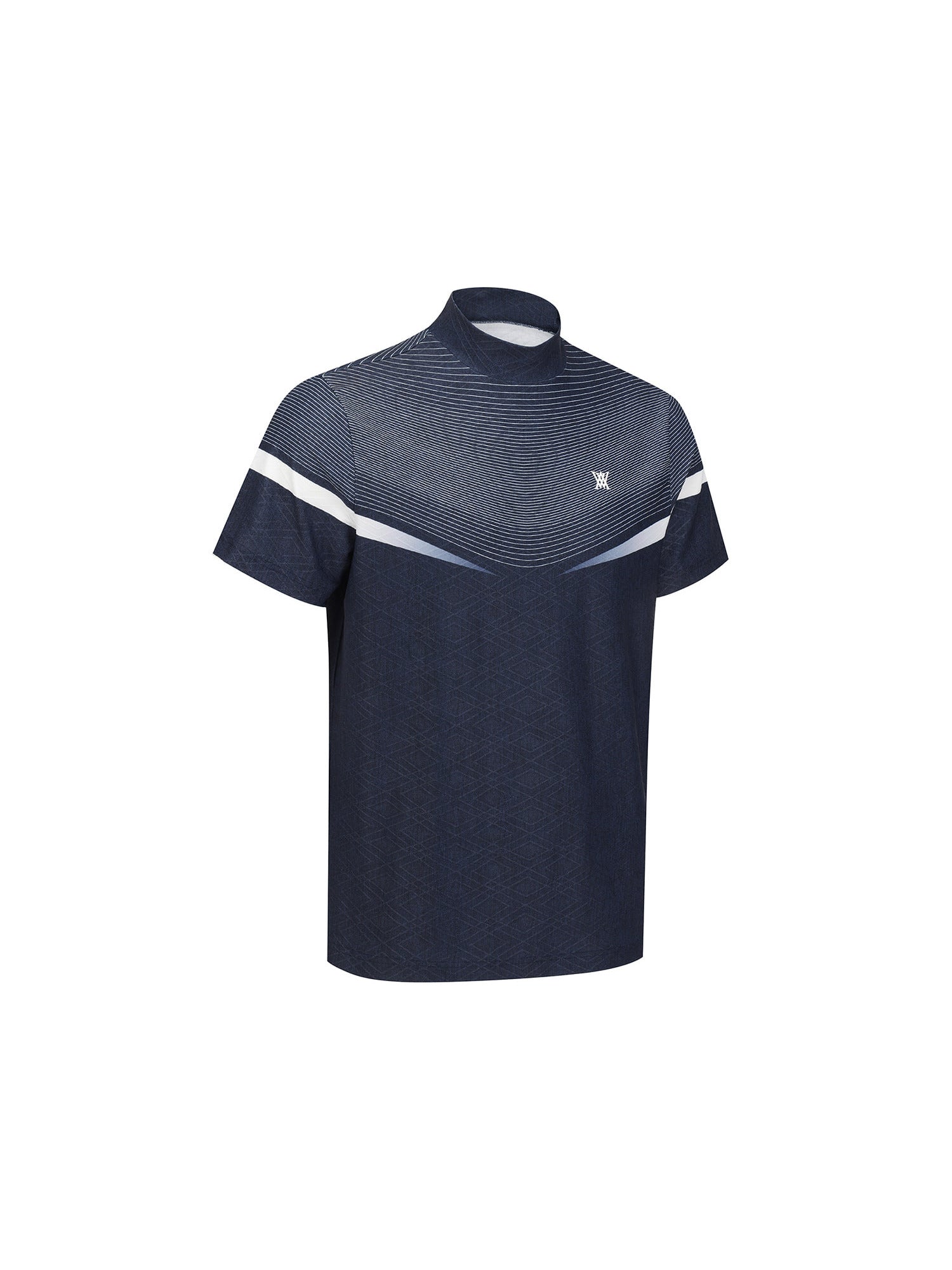 WIDE SHORT SLEEVE MOCKNECK グレー/ネイビー MEN MOCK NECK SHORT SLEEVE T-SHIRT