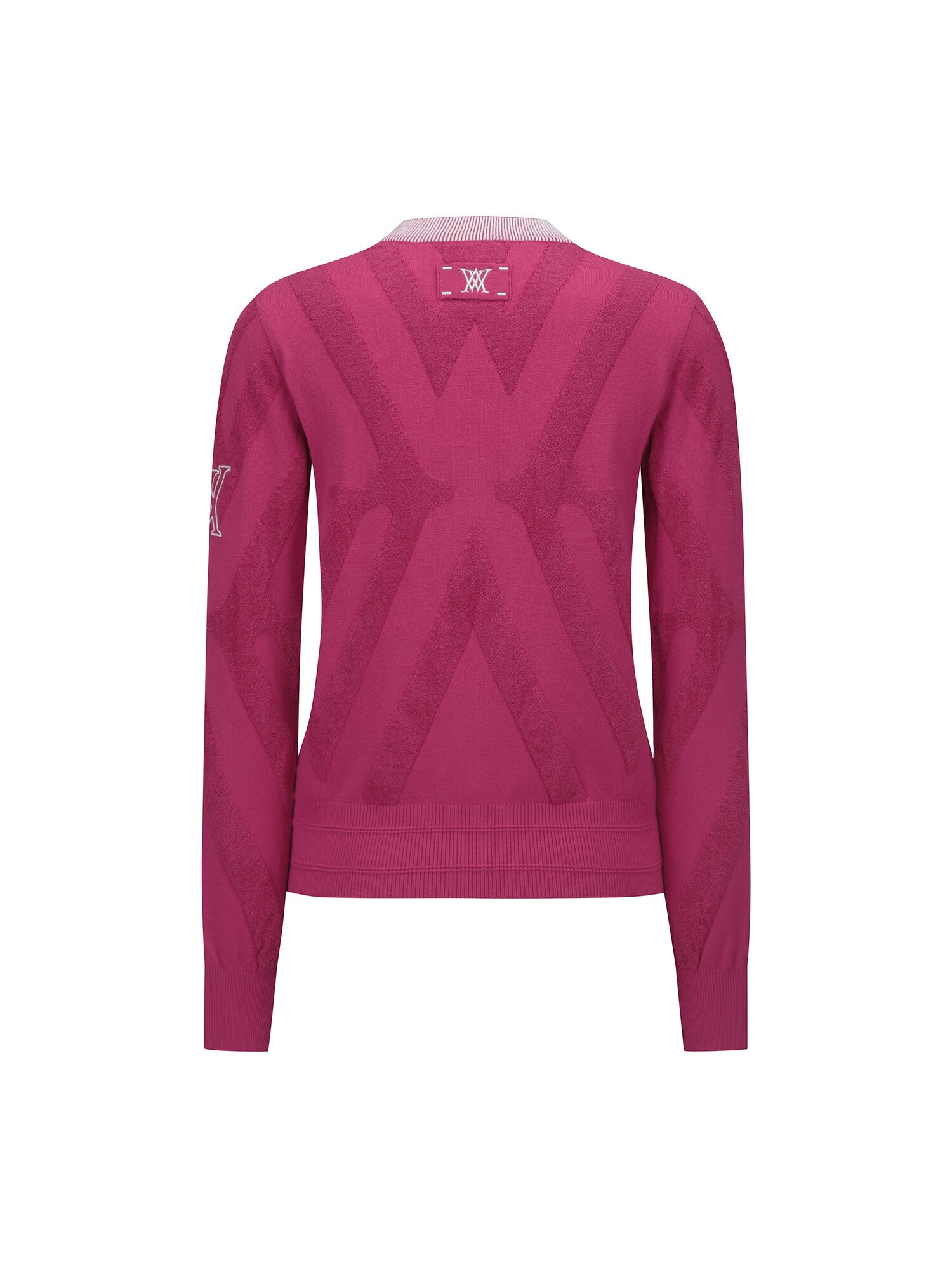 WOMEN BIG LOGO INTARSIA ZIP-UP CARDIGAN