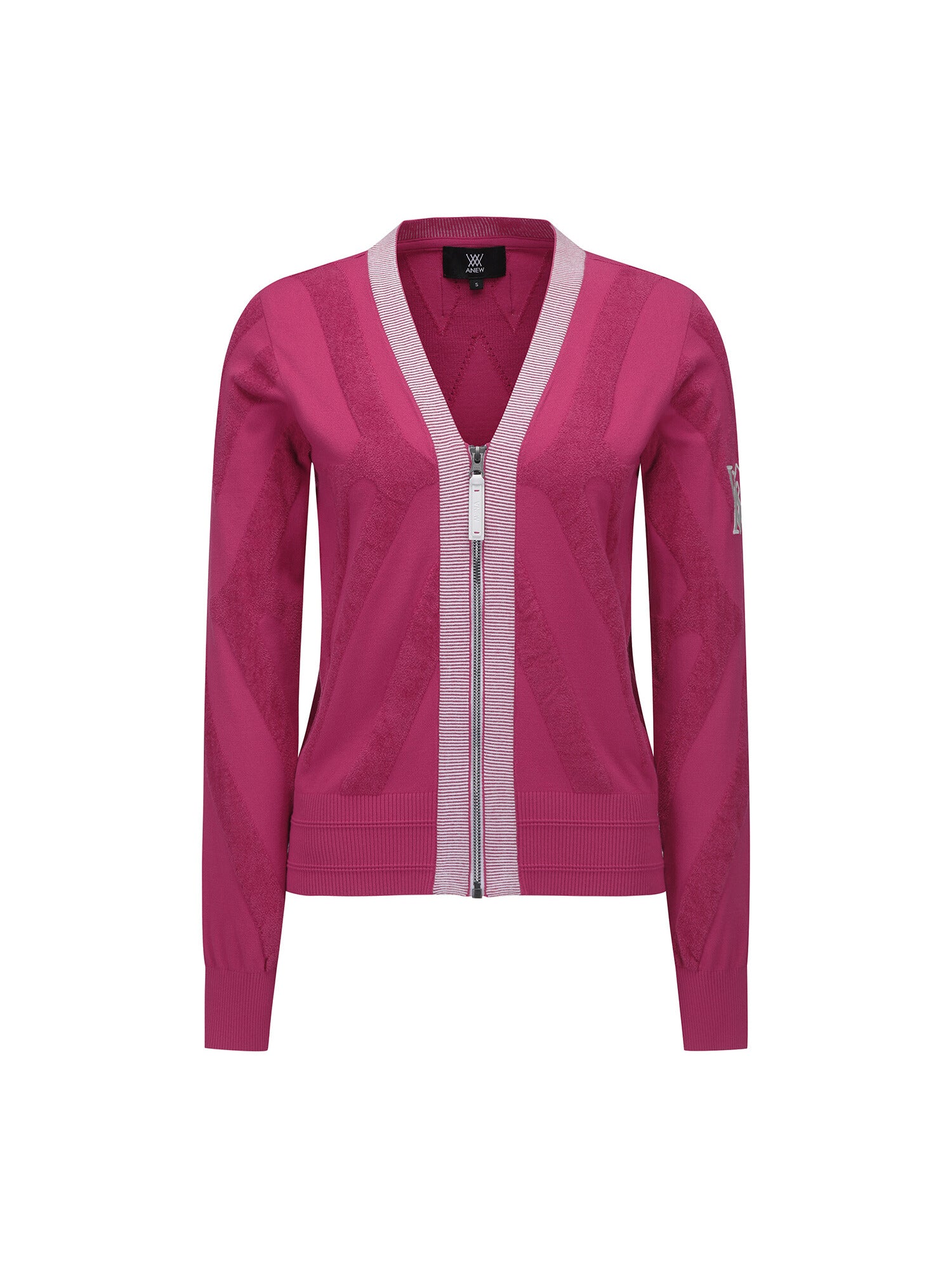 WOMEN BIG LOGO INTARSIA ZIP-UP CARDIGAN