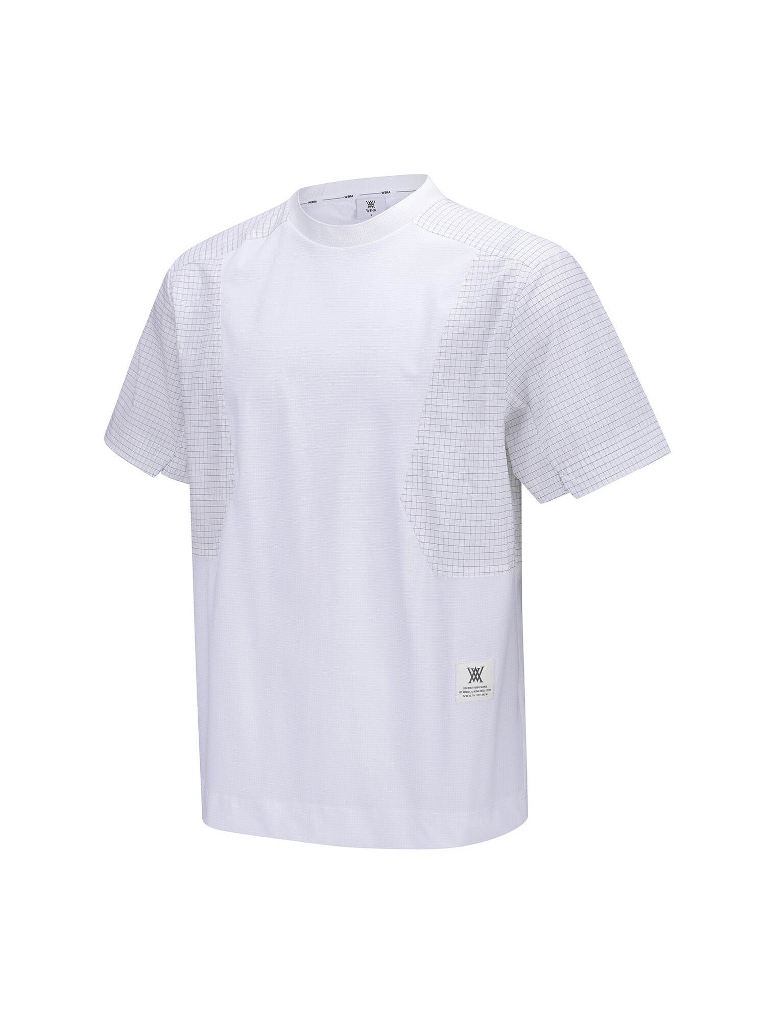 MEN WOOVEN SLEEVE CREW NECK