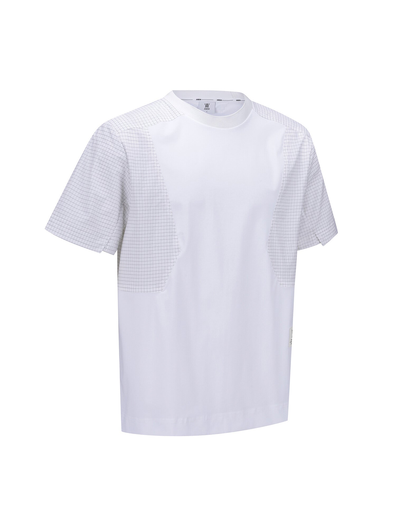 MEN WOOVEN SLEEVE CREW NECK