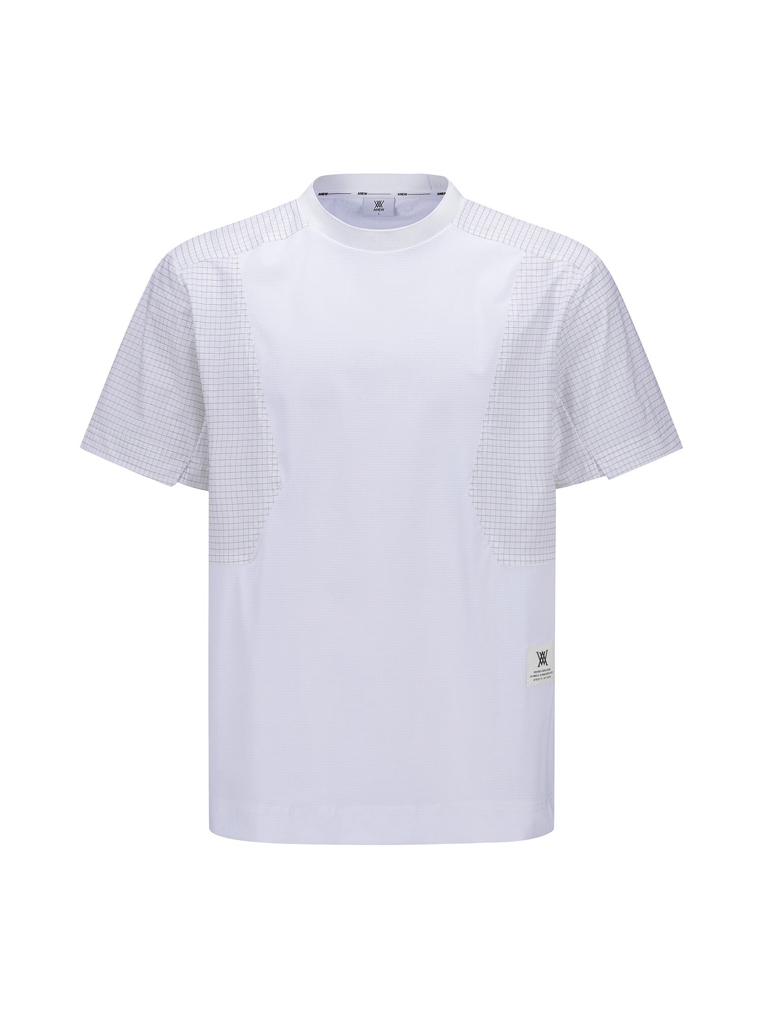 MEN WOOVEN SLEEVE CREW NECK