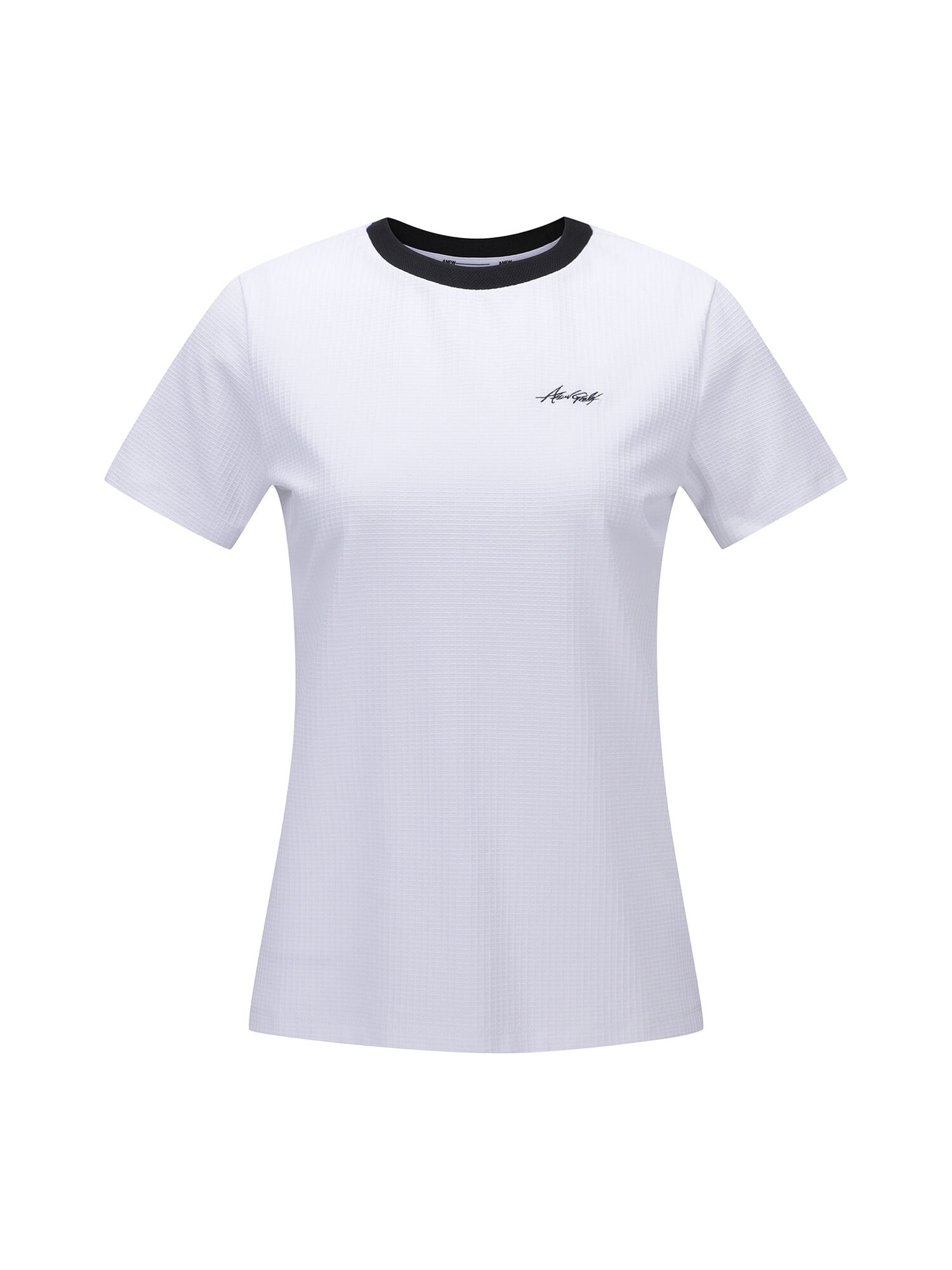 WOMEN SUQARE LIP CREW NECK SHORT T-SHIRT