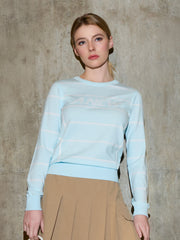 WOMEN STRIPE ROUND SWEATER