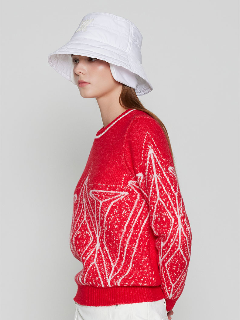 WOMEN WI FUZZY LOGO POINT SWEATER